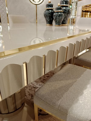 Luxe tafel Beige Roestvrijstalen tafels Italiaans ontwerp Eettafels Eettafel Nieuw