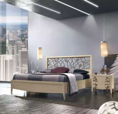 Bed 2x Nachtkastje Slaapkamer Design 3-delig Compleet Set Nieuw beige