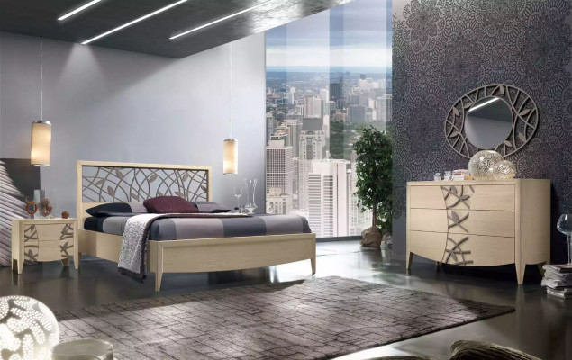 Bed 2x Nachtkastje Slaapkamer Design 3-delig Compleet Set Nieuw beige