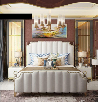 Ontwerp tweepersoons bed hotel luxe slaapkamer 180x200cm lederen bedden gestoffeerd.