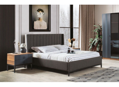 Ontwerp slaapkamer set luxe moderne meubelset bed en 2 nachtkastjes.