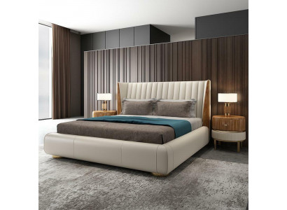 Designer Italiaanse meubels Bed Dubbele Slaapkamer 150x200cm Bedden Leder Nieuw