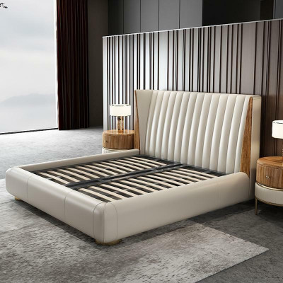 Designer Italiaanse meubels Bed Dubbele Slaapkamer 150x200cm Bedden Leder Nieuw