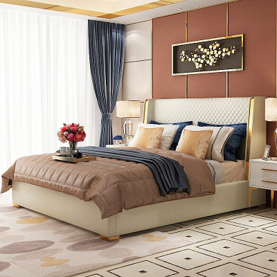 Ontwerper gestoffeerd bed bedden stof hout luxe tweepersoonsbed 180x200cm tweepersoonsbed