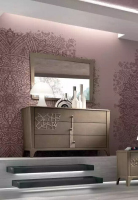 Ladenkast Spiegel Nieuw Luxe Compleet Slaapkamer Set Dressoir bruin 2-delig