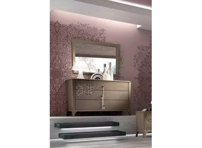 Ladenkast Spiegel Nieuw Luxe Compleet Slaapkamer Set Dressoir bruin 2-delig