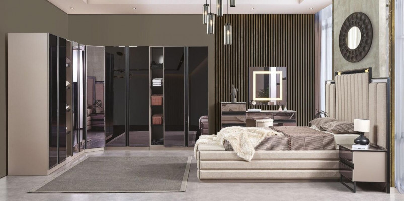 Luxe slaapkamer set 6-delig Moderne stijl Houten meubelen Bed Kaptafel set