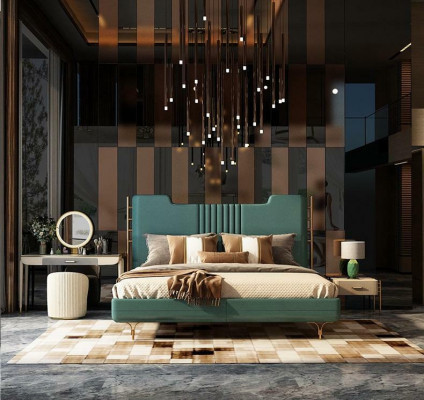 Modern designer houten bed Luxe meubel Tweepersoonsbed Nieuwe slaapkamer bekleding