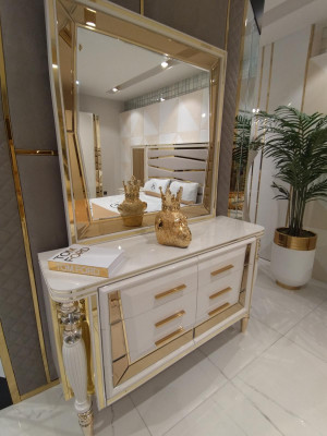 Slaapkamer Volledige houten commode met spiegel Moderne meubels 2-delig Nieuw