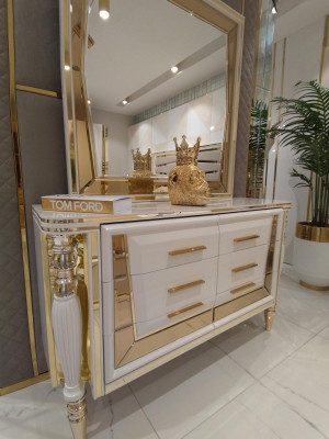 Slaapkamer Volledige houten commode met spiegel Moderne meubels 2-delig Nieuw