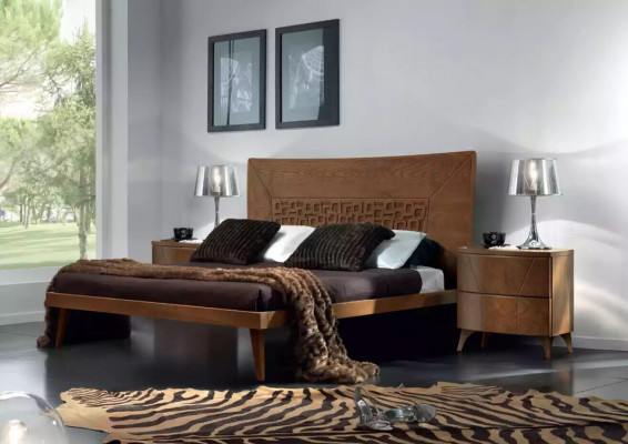 Slaapkamer set Bed 2x Nachtkastjes Ontwerp Luxe Bedden bruin 3-delig.