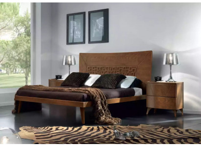 Slaapkamer set Bed 2x Nachtkastjes Ontwerp Luxe Bedden bruin 3-delig.