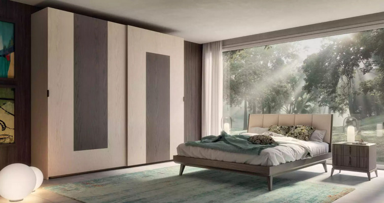 Slaapkamer Set Bed 2x Nachtkastjes Kledingkast Design Luxe nieuw 4-delig