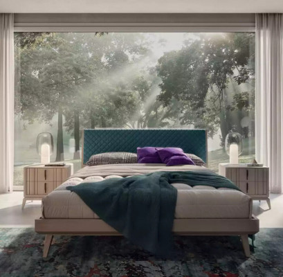 Slaapkamer set Bed 2x Nachtkastje Hout beige compleet Modern nieuw