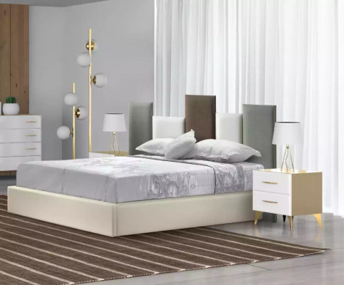 Slaapkamer set Bed 2x Nachtkastje Hout wit compleet Modern 3-delig