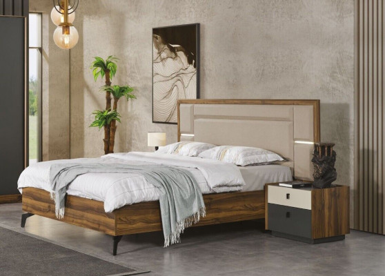 Slaapkamerset Bed Nachtkastje 3-delig Design Meubels Bedden Luxe Compleet