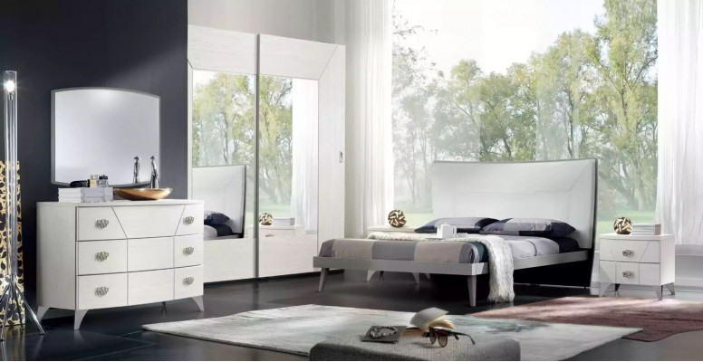Slaapkamer set, dressoir, spiegel, luxe complete witte 2-delige kast.