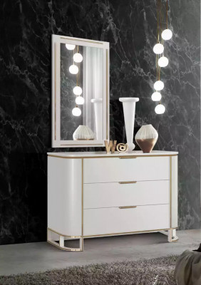 Slaapkamer set commode spiegel Nieuw Luxe Compleet nieuw Wit 2-delig