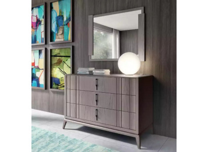 Slaapkamer set Luxe dressoir Spiegeldesign Sideboard bruin 2-delig Hout