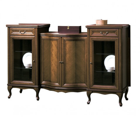 Klassieke XXL commode dressoir hout antieke stijl kast vitrine