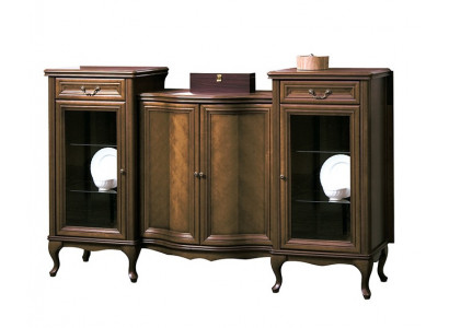 Klassieke XXL commode dressoir hout antieke stijl kast vitrine