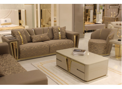 Bankstel 3+1+1 zits Textiel Hout Bankstel 3 zits Modern Fauteuil Compleet Set
