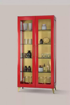 Vitrine Mooi Rode Glazen Kast Vitrines Hout Glas Woonkamer Modern Luxe