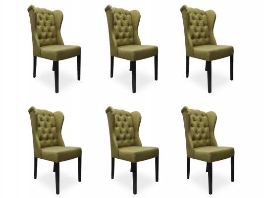 6x Design gestoffeerde zitstoelen stoel Lounge Club Set