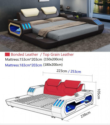 Luxus Design Bedframe Bed Leather Beds USB luxury Double Hotel Upholstered Bed