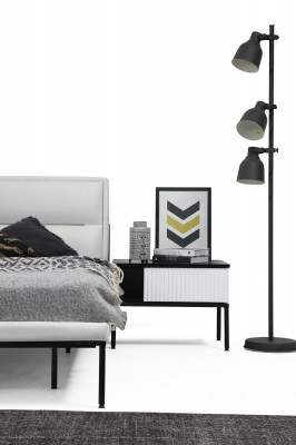 Garnituur slaapkamer tweepersoonsbed bed nachtkastjes wit set 6 delen modern.