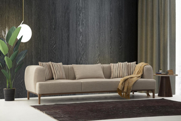 Driepersoonsbank 3-zitsbanken Beige Stof Modern Luxe Nieuw