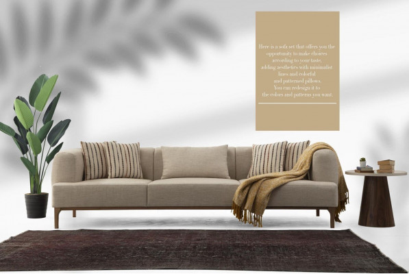 Driepersoonsbank 3-zitsbanken Beige Stof Modern Luxe Nieuw