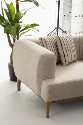 Driepersoonsbank 3-zitsbanken Beige Stof Modern Luxe Nieuw