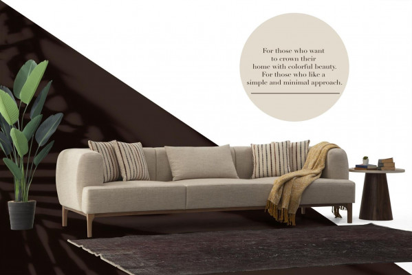 Driepersoonsbank 3-zitsbanken Beige Stof Modern Luxe Nieuw