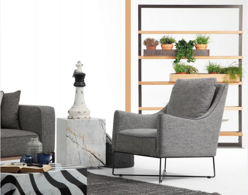 Complete bankstel bankstel bank 3-zits stof set grijs