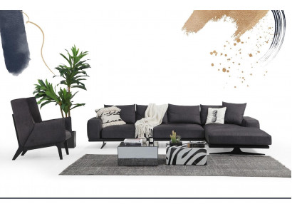 Hoekbank L-vorm Fauteuil Bank Woonkamer Grijs Modern Stof Bankstellen Zitplaatsen