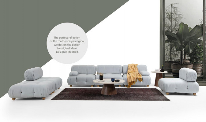 Complete bankstel bankstel 3-zitsbank modern stof grijs set