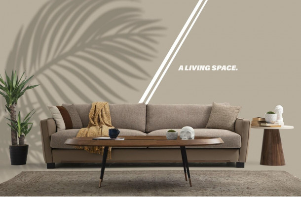 Bankstel 3-zits Driezits Moderne Stof Beige Bankstellen Design Woonkamer