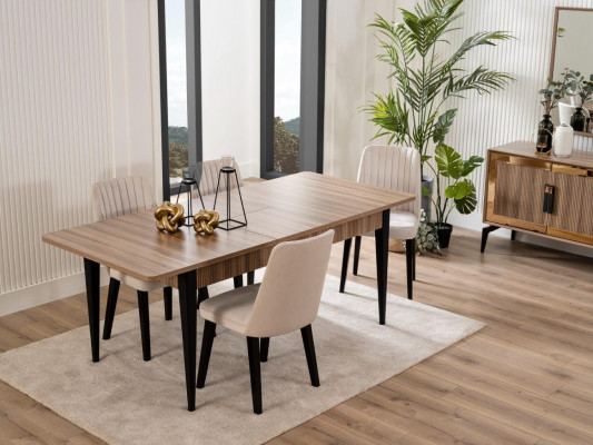Eetkamer Luxe Eethoek Eettafel Set 10-delig Eetkamer Bruin Hout