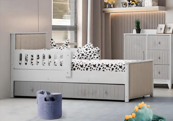 Praktisch kinderbed grijs kleur voor zoete slaapuren luxe