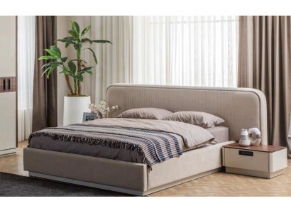 Stijlvolle slaapkamer meubels Designer gestoffeerd tweepersoonsbed 2x nachtkastjes
