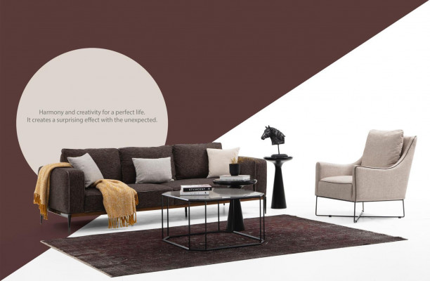 Bankstel 3-zitter fauteuil driezits grijs stof banken modern ontwerp.