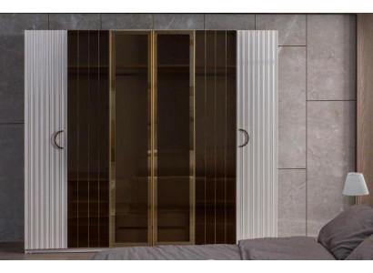 Moderne lichtgrijze kledingkast Slaapkamer Luxe glazen kasten Kast