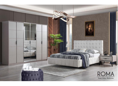 Witte slaapkamer set luxe meubels gestoffeerd bed houten kledingkast