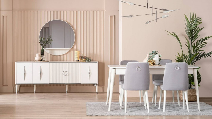 Eetkamerset eetkamergroep eettafel set 9-delig eethoek wit hout groot