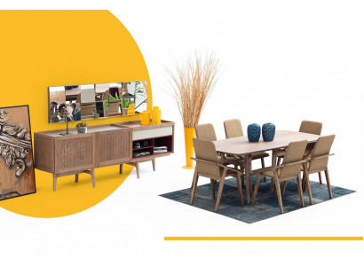 Eetkamergroep Eettafel Stoelen Dressoir Tafel Hout Set 8-delig Wit