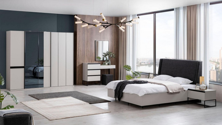 Slaapkamer set Tweepersoonsbed Bed Nachtkastjes Hout Set 7-delig Wit