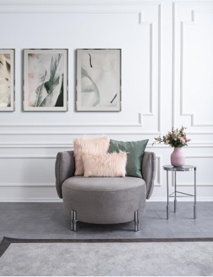 Grijze gestoffeerde fauteuil woonkamer enkele stof fauteuil lounge meubels