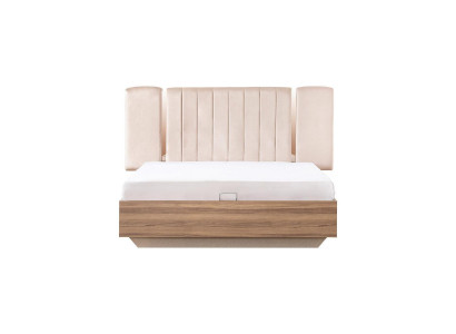 Bedframe Bed Dubbel bed met opbergruimte Beige Stof Luxe Modern