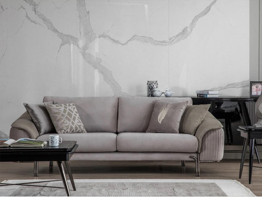 Luxe Grijze Meubels Driezitsbank Woonkamer Bank Stoffen Bank Nieuwe Gestoffeerde Bank